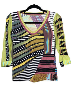 Vtg Save The Queen Top Y2K Neon Green Mesh Stripe Punk Rave Cybergoth Small Art